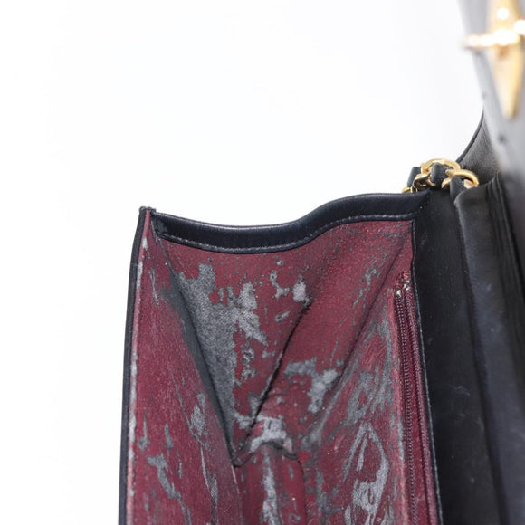 CHANEL Matelasse Chain Shoulder Bag Lamb Skin Black Gold CC Auth 147673