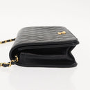 CHANEL Matelasse Chain Shoulder Bag Lamb Skin Black Gold CC Auth 147673-4