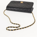 CHANEL Matelasse Chain Shoulder Bag Lamb Skin Black Gold CC Auth 147673-7