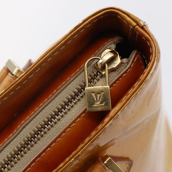 LOUIS VUITTON Monogram Vernis Houston Hand Bag Beige M91004 LV Auth 147674