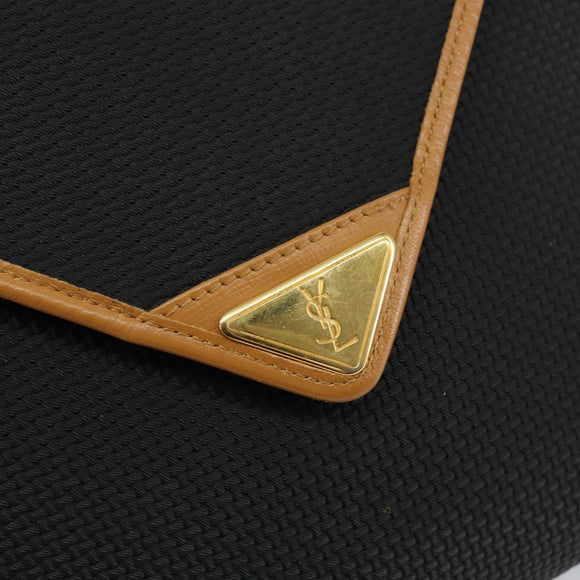 SAINT LAURENT Shoulder Bag PVC Black Gold Auth 147681