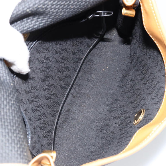 SAINT LAURENT Shoulder Bag PVC Black Gold Auth 147681