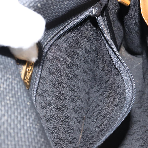 SAINT LAURENT Shoulder Bag PVC Black Gold Auth 147681