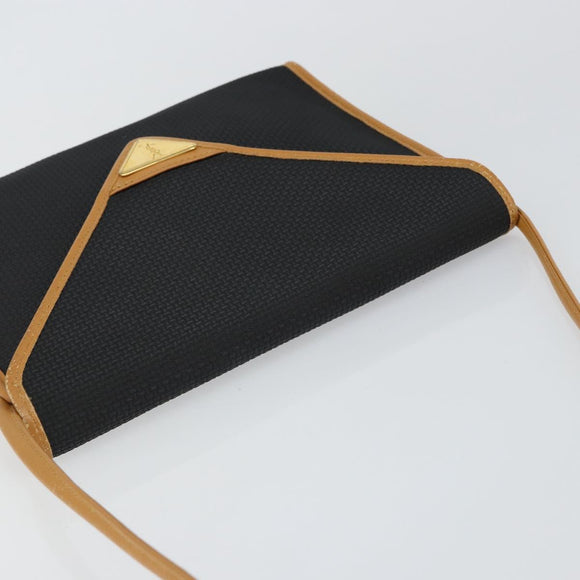 SAINT LAURENT Shoulder Bag PVC Black Gold Auth 147681