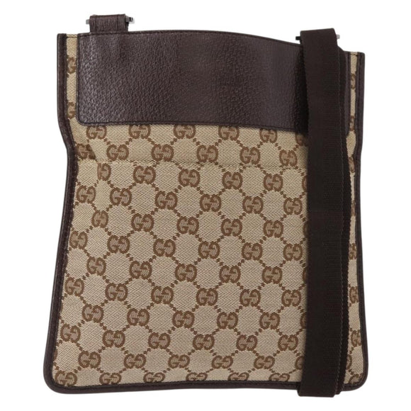 GUCCI GG Canvas Shoulder Bag Beige Silver 27639 Auth 147682