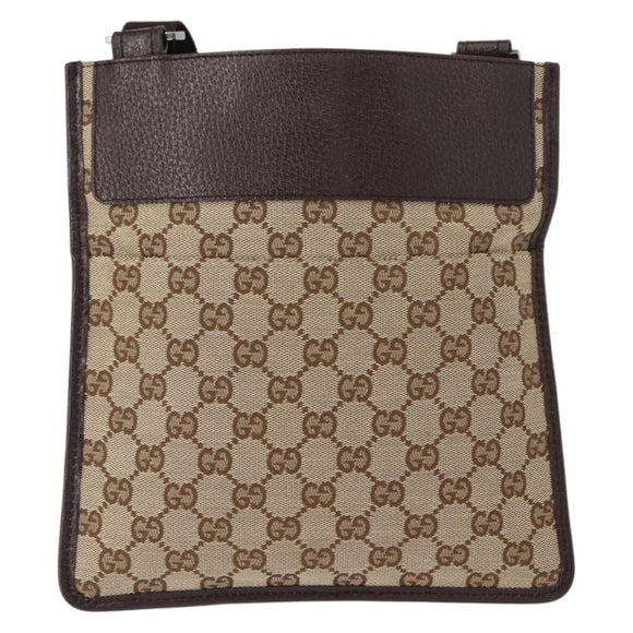 GUCCI GG Canvas Shoulder Bag Beige Silver 27639 Auth 147682