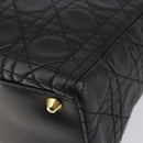 Christian Dior Lady Dior Canage Hand Bag Lamb Skin Black Auth 147686-15