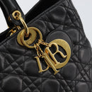 Christian Dior Lady Dior Canage Hand Bag Lamb Skin Black Auth 147686-17
