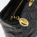 Christian Dior Lady Dior Canage Hand Bag Lamb Skin Black Auth 147686-10