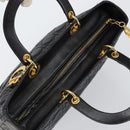 Christian Dior Lady Dior Canage Hand Bag Lamb Skin Black Auth 147686-6