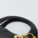 Christian Dior Lady Dior Canage Hand Bag Lamb Skin Black Auth 147686-8