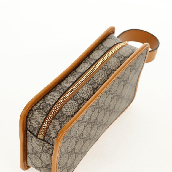 GUCCI GG Supreme Clutch Bag PVC Beige Gold 625764 Auth 147688M