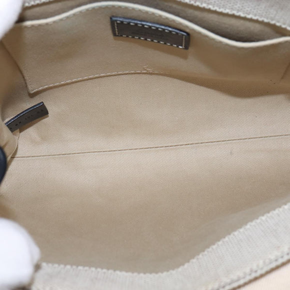 Chloe Woody Small Hand Bag Canvas 2way Beige Navy Auth 147711