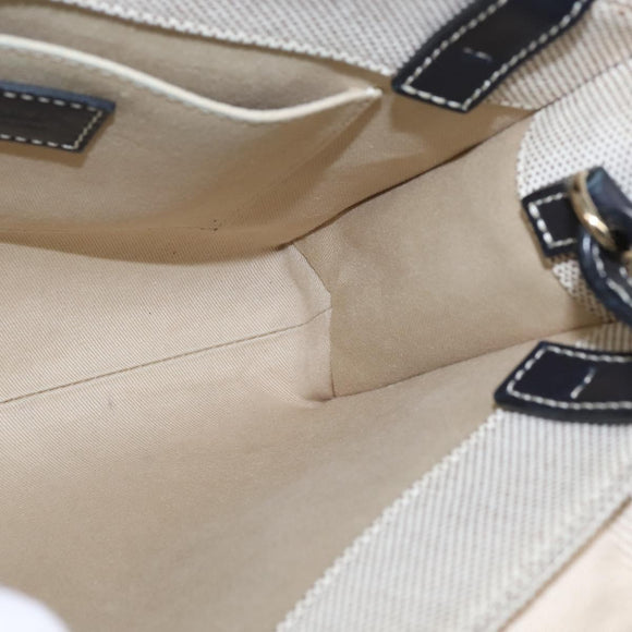 Chloe Woody Small Hand Bag Canvas 2way Beige Navy Auth 147711