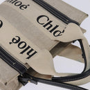 Chloe Woody Small Hand Bag Canvas 2way Beige Navy Auth 147711-6