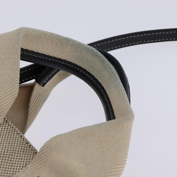 Chloe Woody Small Hand Bag Canvas 2way Beige Navy Auth 147711