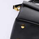 Salvatore Ferragamo Gancini Hand Bag Leather 2way Black Gold Auth 147713-9