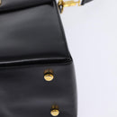 Salvatore Ferragamo Gancini Hand Bag Leather 2way Black Gold Auth 147713-16