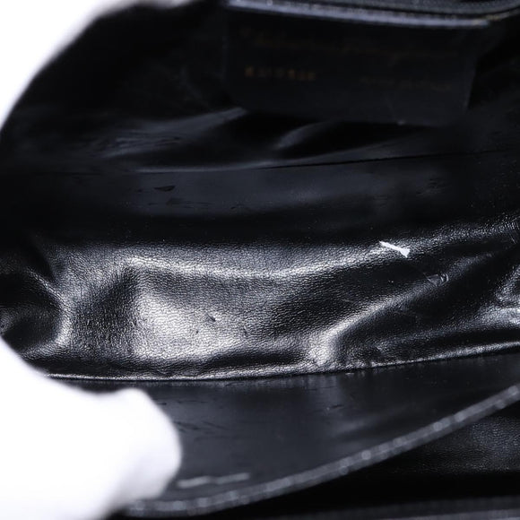 Salvatore Ferragamo Gancini Hand Bag Leather 2way Black Gold Auth 147713