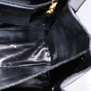 Salvatore Ferragamo Gancini Hand Bag Leather 2way Black Gold Auth 147713-20