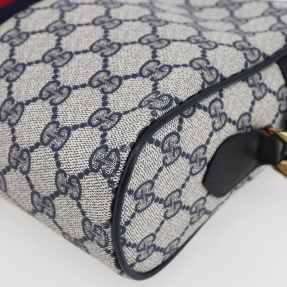GUCCI GG Supreme Sherry Line Shoulder Bag PVC Navy Gold 72 001 4071 Auth 147721