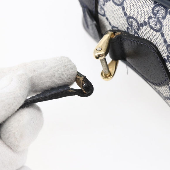 GUCCI GG Supreme Sherry Line Shoulder Bag PVC Navy Gold 72 001 4071 Auth 147721