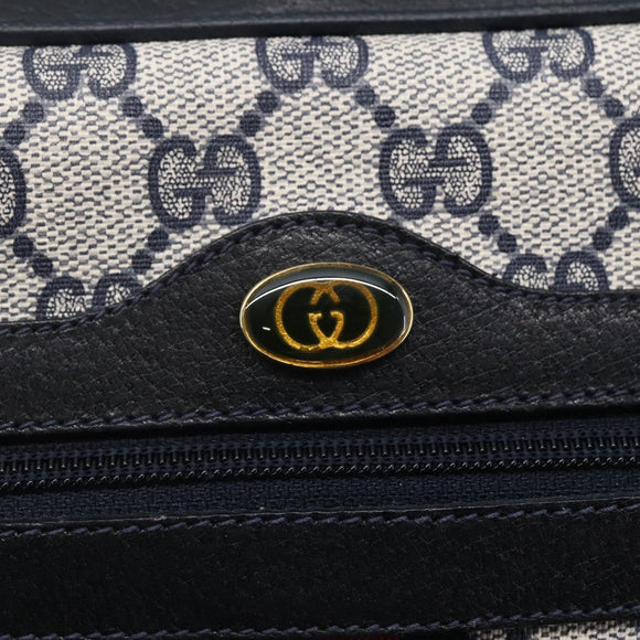 GUCCI GG Supreme Sherry Line Shoulder Bag PVC Navy Gold 72 001 4071 Auth 147721