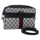 GUCCI GG Supreme Sherry Line Shoulder Bag PVC Navy Gold 72 001 4071 Auth 147721-1