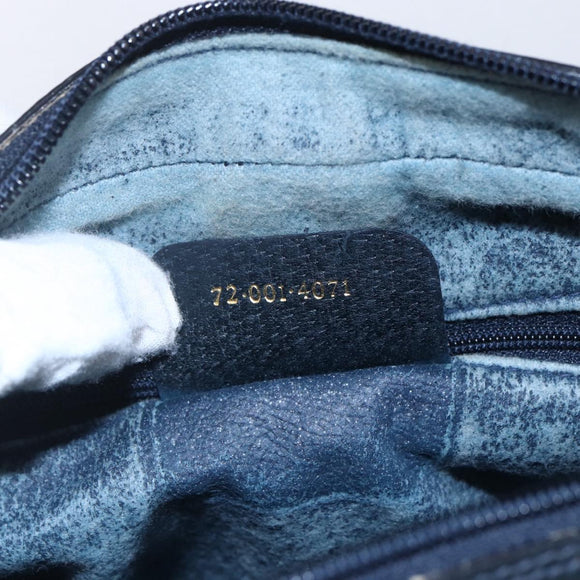 GUCCI GG Supreme Sherry Line Shoulder Bag PVC Navy Gold 72 001 4071 Auth 147721