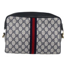 GUCCI GG Supreme Sherry Line Shoulder Bag PVC Navy Gold 72 001 4071 Auth 147721-2