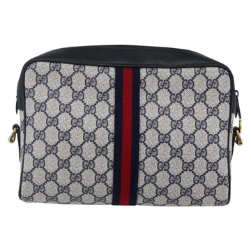 GUCCI GG Supreme Sherry Line Shoulder Bag PVC Navy Gold 72 001 4071 Auth 147721 - 0