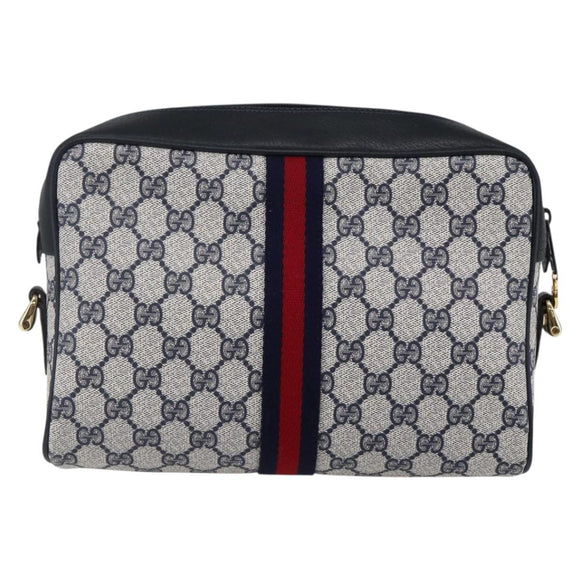 GUCCI GG Supreme Sherry Line Shoulder Bag PVC Navy Gold 72 001 4071 Auth 147721