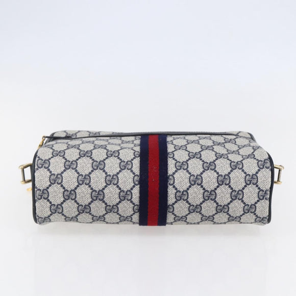 GUCCI GG Supreme Sherry Line Shoulder Bag PVC Navy Gold 72 001 4071 Auth 147721