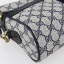 GUCCI GG Supreme Sherry Line Shoulder Bag PVC Navy Gold 72 001 4071 Auth 147721-14