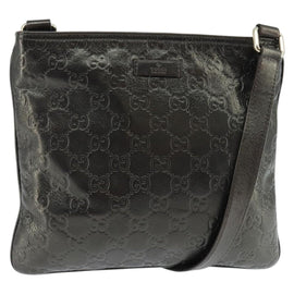 GUCCI Guccissima GG Canvas Shoulder Bag Leather Gray Gold 201538 Auth 147723