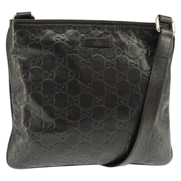 GUCCI Guccissima GG Canvas Shoulder Bag Leather Gray Gold 201538 Auth 147723