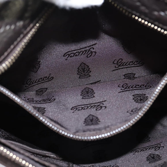 GUCCI Guccissima GG Canvas Shoulder Bag Leather Gray Gold 201538 Auth 147723