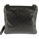 GUCCI Guccissima GG Canvas Shoulder Bag Leather Gray Gold 201538 Auth 147723-13