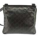 GUCCI Guccissima GG Canvas Shoulder Bag Leather Gray Gold 201538 Auth 147723-2