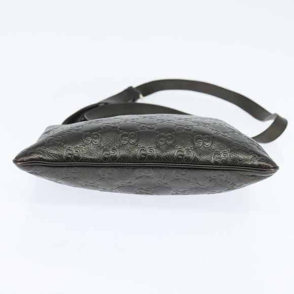 GUCCI Guccissima GG Canvas Shoulder Bag Leather Gray Gold 201538 Auth 147723