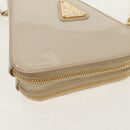 PRADA Triangle Mini Pouch Enamel 2way Ivory Gold 1NR015 Auth 147726M-17