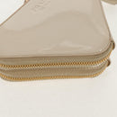PRADA Triangle Mini Pouch Enamel 2way Ivory Gold 1NR015 Auth 147726M-18