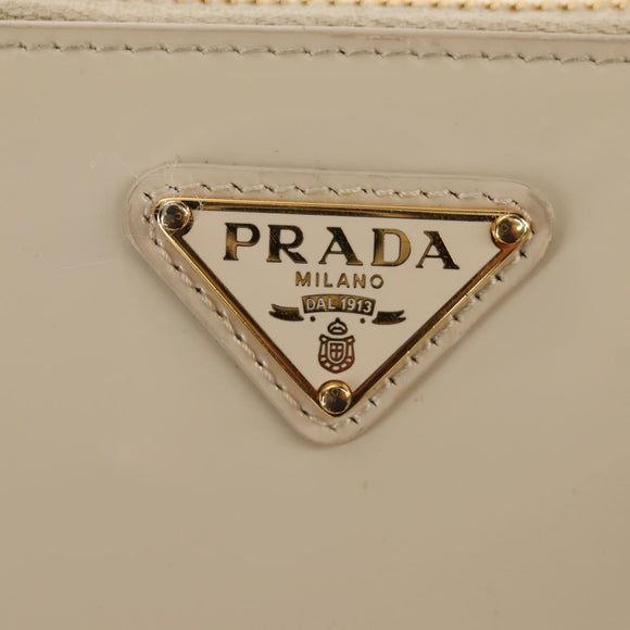 PRADA Triangle Mini Pouch Enamel 2way Ivory Gold 1NR015 Auth 147726M