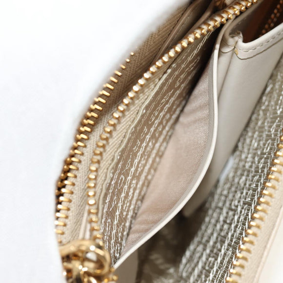 PRADA Triangle Mini Pouch Enamel 2way Ivory Gold 1NR015 Auth 147726M