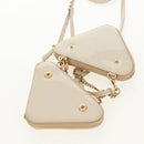 PRADA Triangle Mini Pouch Enamel 2way Ivory Gold 1NR015 Auth 147726M-12