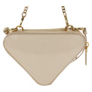 PRADA Triangle Mini Pouch Enamel 2way Ivory Gold 1NR015 Auth 147726M-2