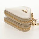 PRADA Triangle Mini Pouch Enamel 2way Ivory Gold 1NR015 Auth 147726M-4