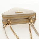 PRADA Triangle Mini Pouch Enamel 2way Ivory Gold 1NR015 Auth 147726M-6
