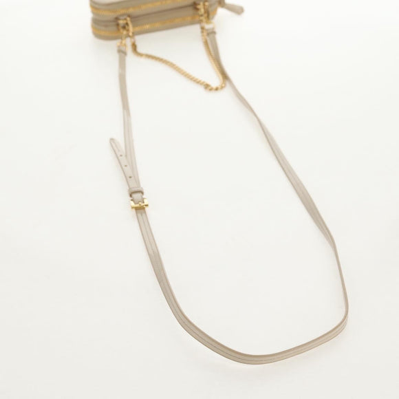 PRADA Triangle Mini Pouch Enamel 2way Ivory Gold 1NR015 Auth 147726M