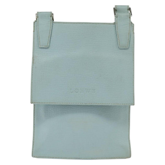LOEWE Shoulder Bag Leather Light Blue Auth 147733